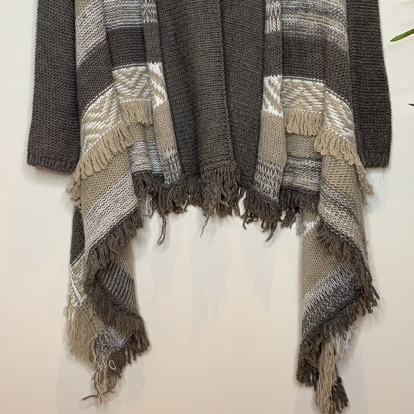 Lola || NWT Made in Italy Open Front Fringe Waterfall Knit Cardigan Sweater S - Picture 4 of 17